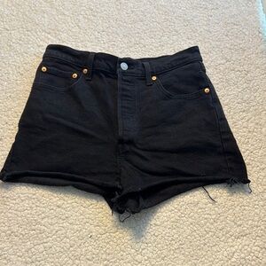 Levi's Ribcage Button Fly Black Jean Shorts for Women